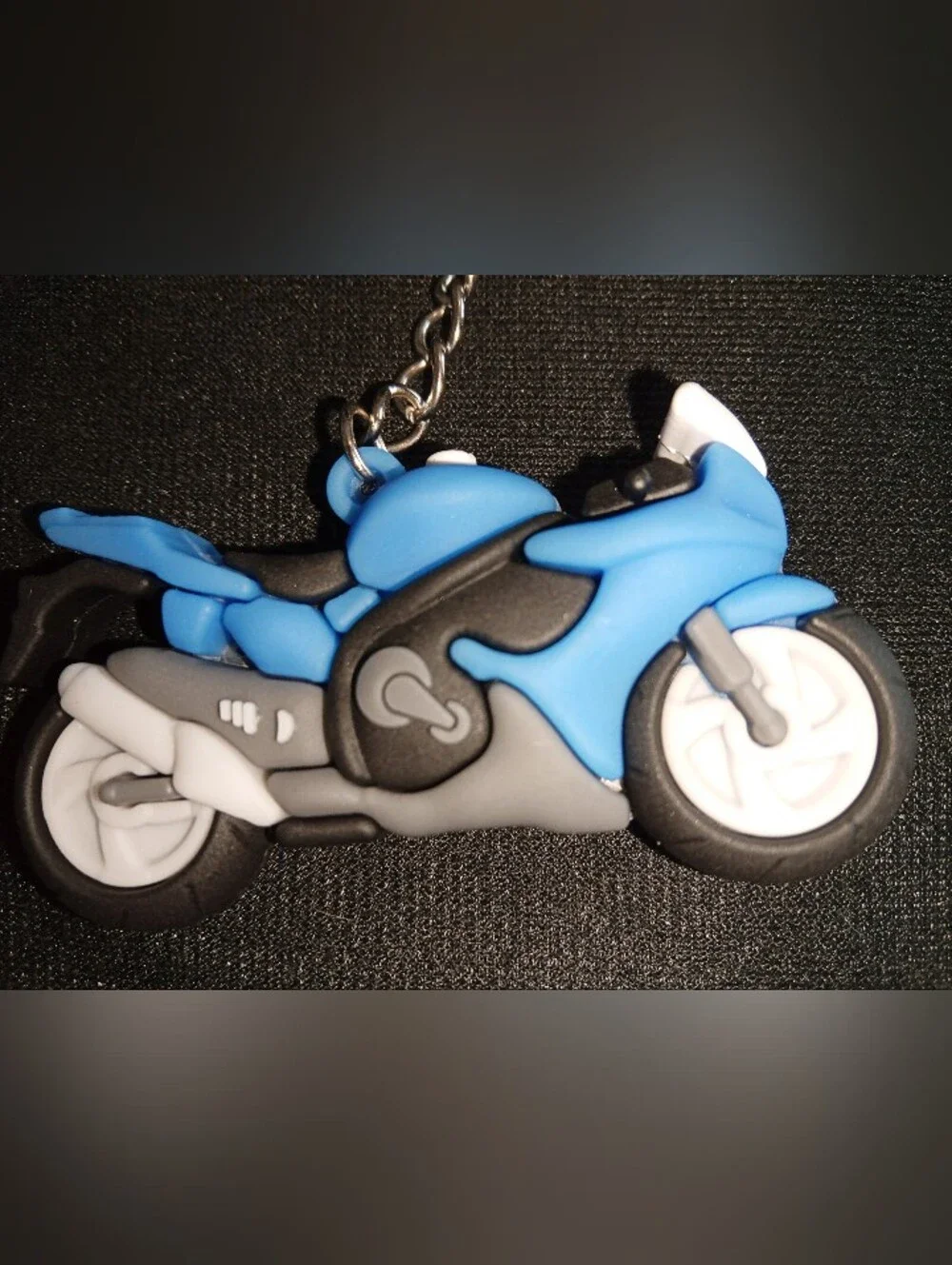 Keystoned - Blue and Black Motorcycle Keychains Pair